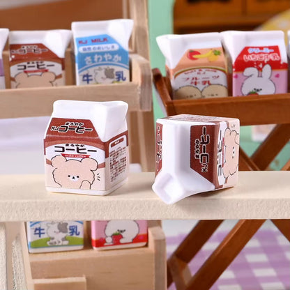 RM09O Milk carton Kawai themed resin charm ( 1 pc ) with / without hook