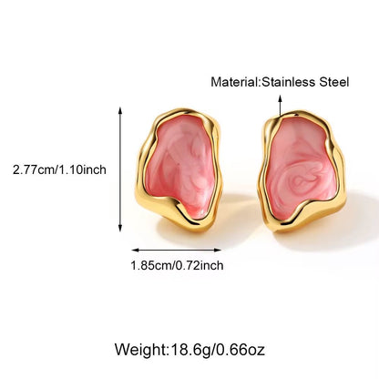 SJ 951 Pink Nugget Earring - 18k Gold PVD plated stainless steel - Anti tarnish