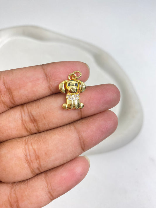 SS 1093 Cute Doggy Zircon Charm 18k Gold plated ( 1 pc ) Anti tarnish ( 18:13 mm )