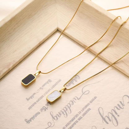 NSJ48E Double sided Rectangle Snake Necklace 18k Gold PVD plated