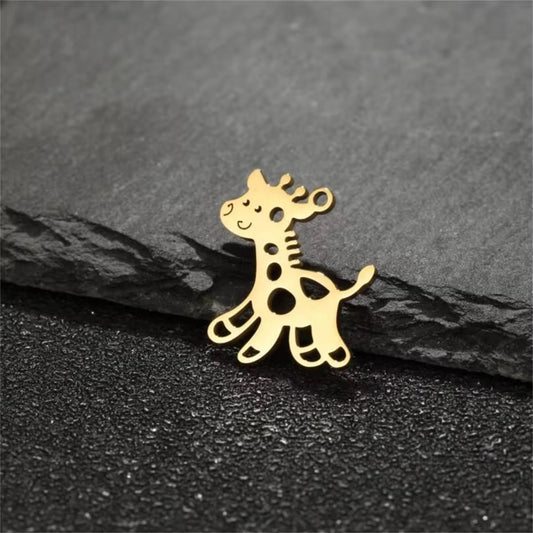 BBB 400 (q) Giraffe Dainty Charm 18k gold PVD 316 Stainless steel ( 1 pc ) Anti tarnish ( 20*15mm )