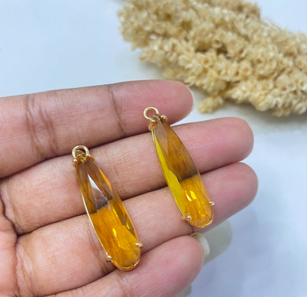 CZ419 Crystal drop charm - yellow