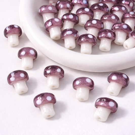 BBB 324 (d) Burgundy Mushroom glass  Bead ( 1 pc ) lampwork glass  ( 10:20 mm )
