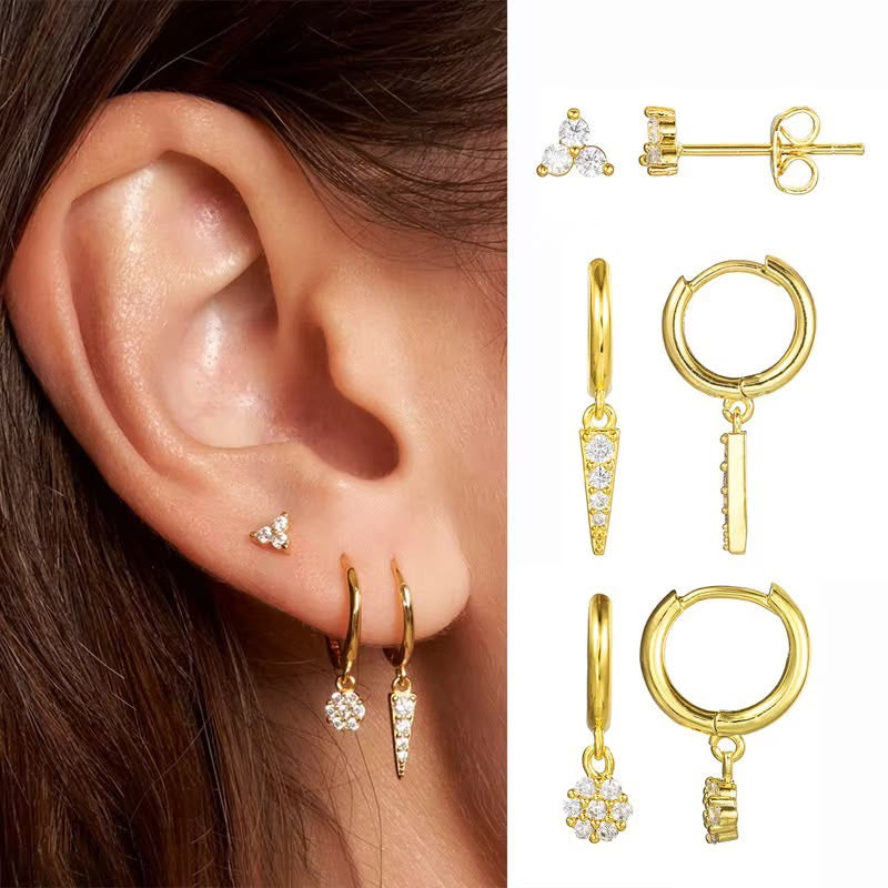 STJ04E 6 piece (pair) Set 18k gold copper plated