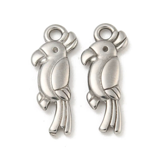SS 3029 Parrot Charm Platinum PVD plated stainless steel ( 1 piece ) Anti tarnish ( 3:15 mm )