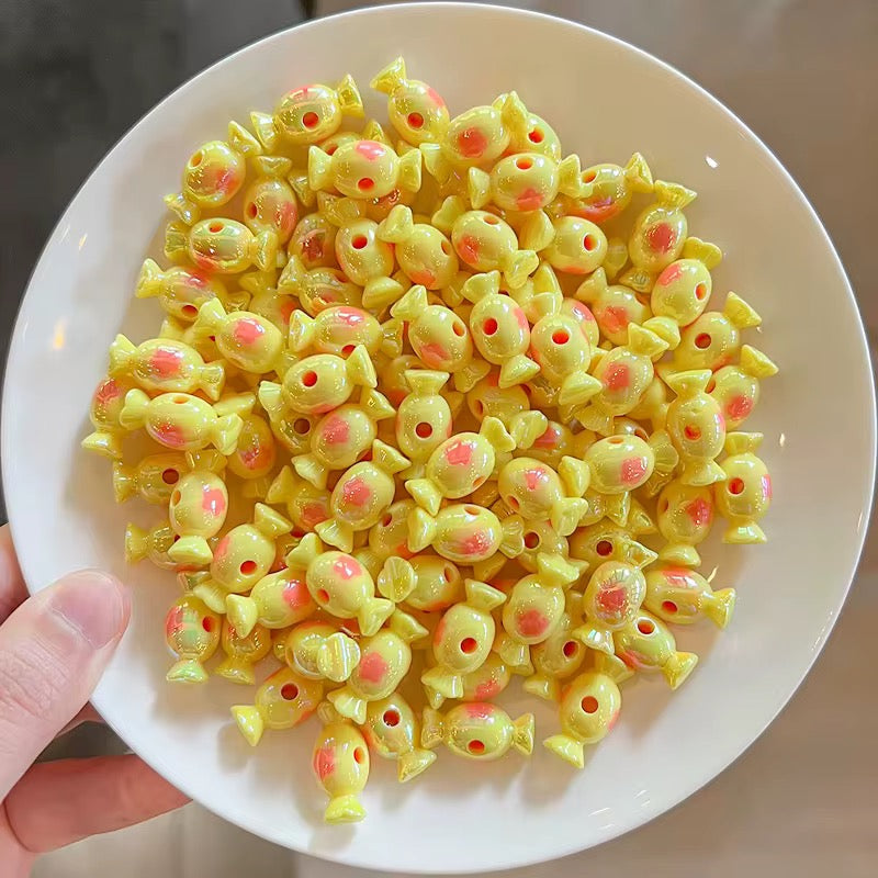 BBB 249 (a) Yellow Candy Double colour Luminous Shiny Bead ( 1 pc ) UV Plated Acrylic ( 20 mm )