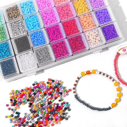 3mm Miyuki Glass Seed Beads 28 Colours Kit ( 1 Box - 9000 pieces ) Premium Quality - Individual Grid packaging