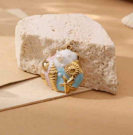 SS 1142 Multi charm Shell Charm 18K Gold PVD plated stainless steel ( 1 piece ) Anti tarnish ( 22:20 mm )