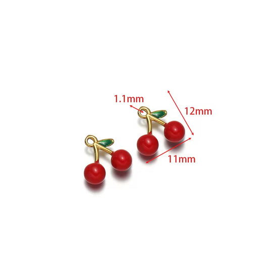 SS 3183 Cherry Charm 18k Gold PVD plated 316 stainless steel ( 1 pc ) Anti tarnish