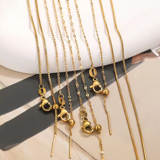 RC 43 Snake chain Stainless steel 18k gold plated ready chain with needle end ( 1 pc ) Anti tarnish
