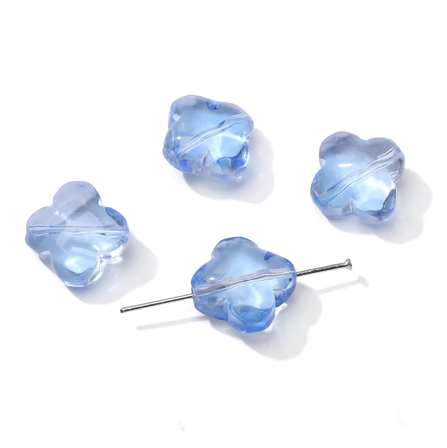 BBB 343 (a) Blue Clover flower glass bead ( 1 pc ) Lampwork Bead