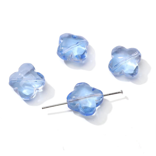 BBB 343 (a) Blue Clover flower glass bead ( 1 pc ) Lampwork Bead