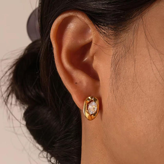 ESJ27F Zircon earring - 18K GOLD PVD plated