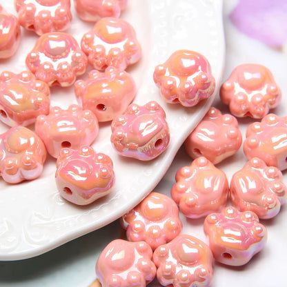 BBB 236 (c) Orange Paw Luminous Shiny Bead ( 1 pc ) UV Plated Acrylic ( 16:18 mm )