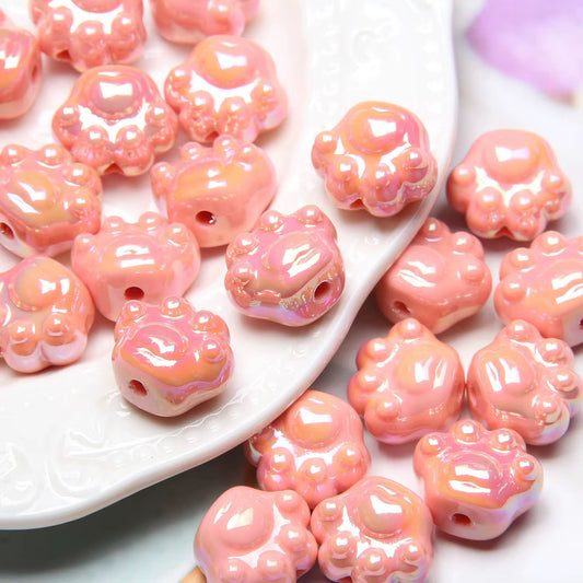 BBB 236 (c) Orange Paw Luminous Shiny Bead ( 1 pc ) UV Plated Acrylic ( 16:18 mm )