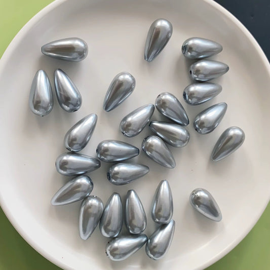 BBB 226 (L) Silver Pearly Waterdrop Acrylic bead ( 1 pc ) UV Plated ( 15:22 mm )