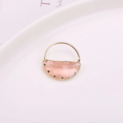 CZ 2581 Orangish Pink Half Round glass zircon charm 18k gold plated ( 1 pc ) Anti tarnish