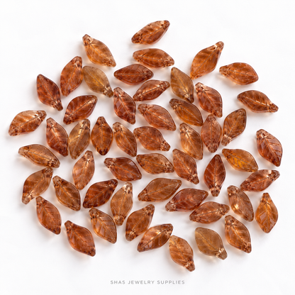 GB73 Tiny Leaf Glass Beads ( 1 pc ) Czech Bead
