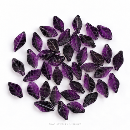 GB73 Tiny Leaf Glass Beads ( 1 pc ) Czech Bead