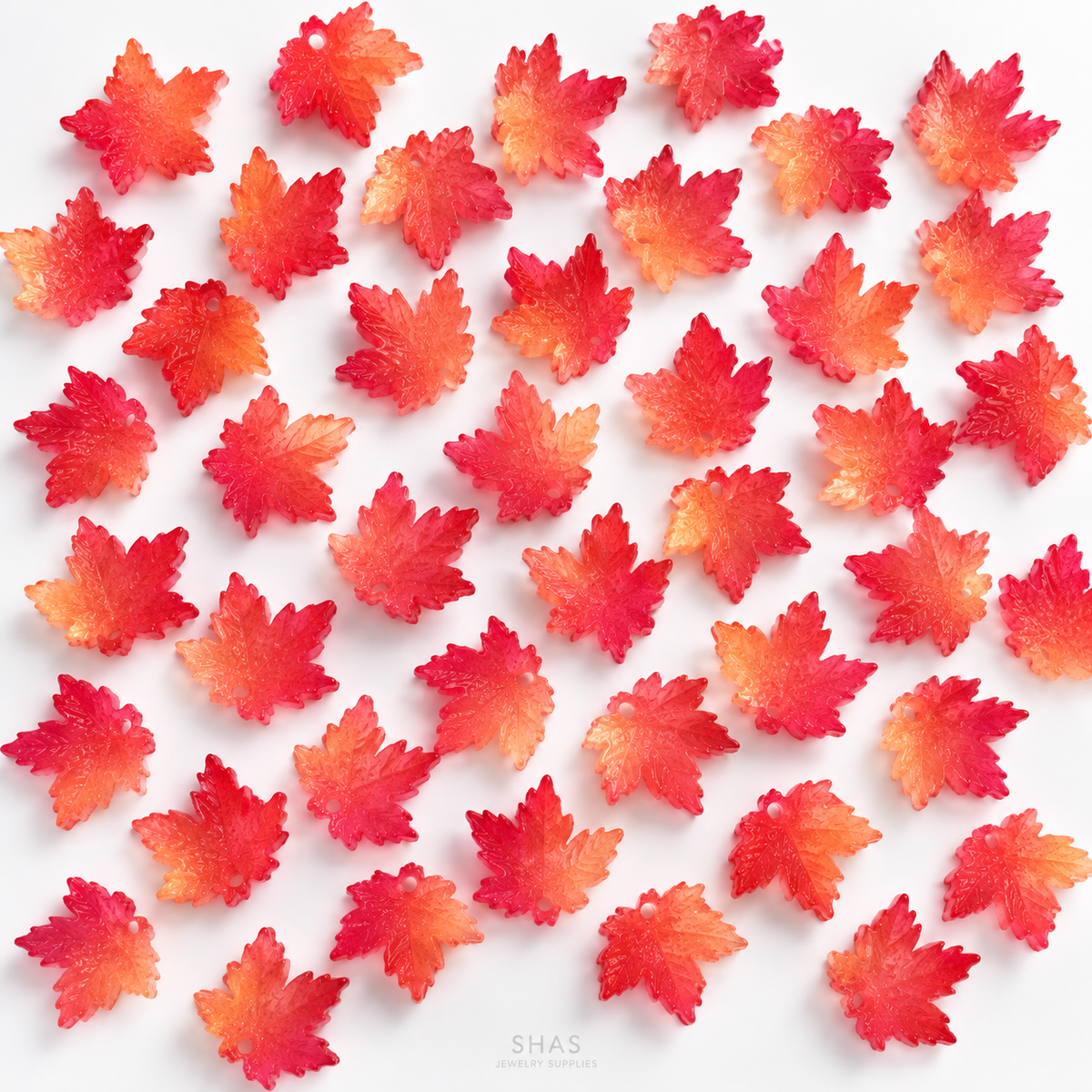 GB70 Maple Leaf Glass Beads ( 1 pc )  Lampwork Bead