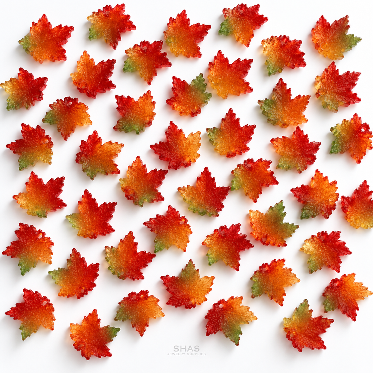 GB70 Maple Leaf Glass Beads ( 1 pc )  Lampwork Bead