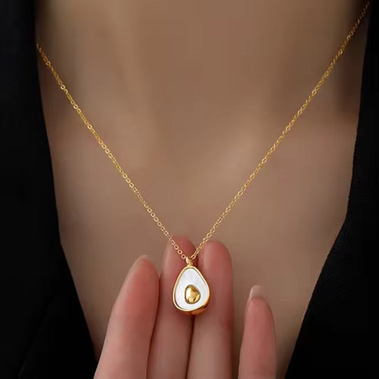 NSJ36A Avocado necklace 
-18k gold PVD plated