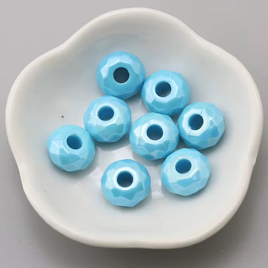 BBB 237 (j) Light Blue Big Faceted Rondelle Luminous Shiny Bead ( 1 pc ) UV Plated Acrylic ( 14 mm )