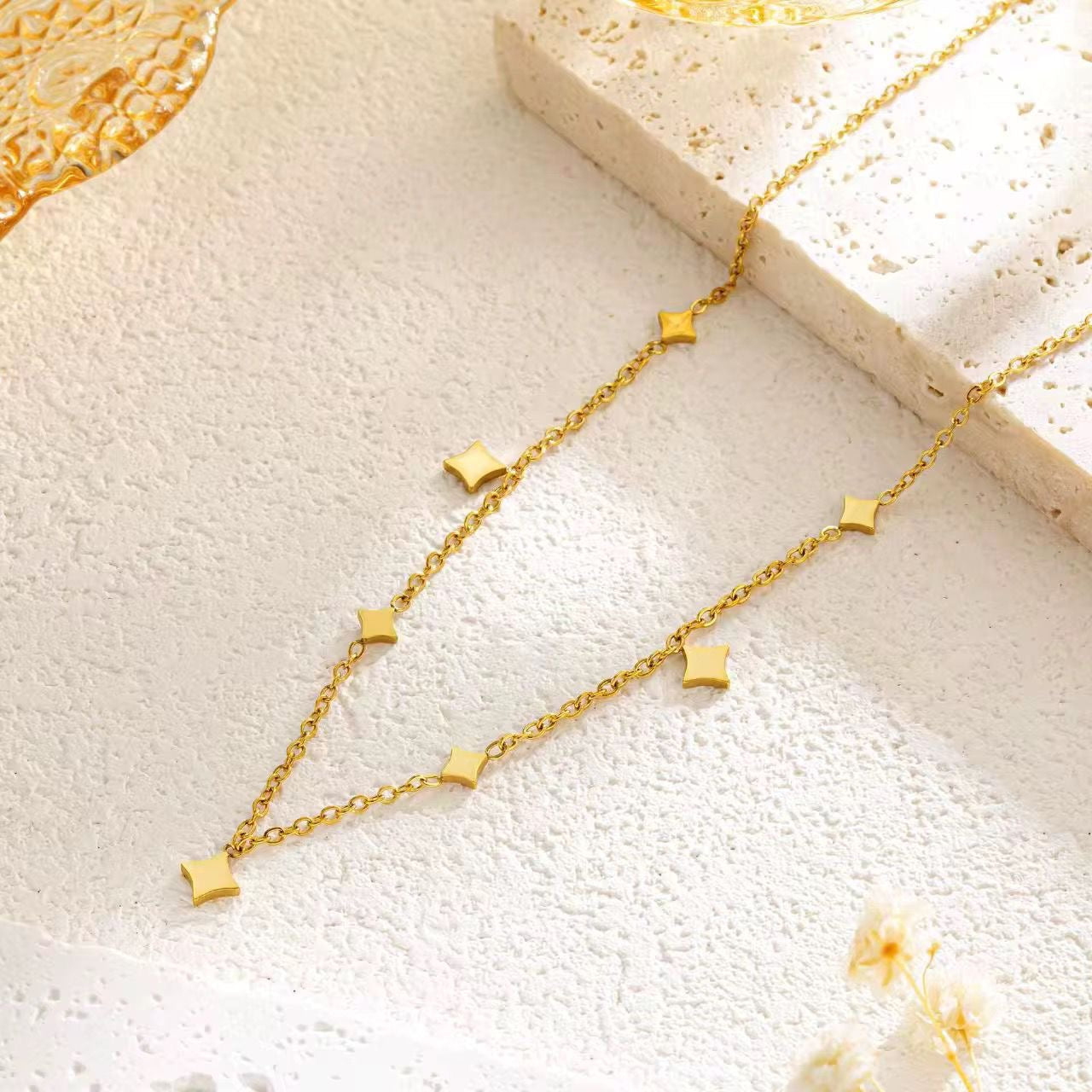 SJ 771 Twinkle Beach Style Dainty Necklace - 18k Gold PVD plated stainless steel - Anti tarnish