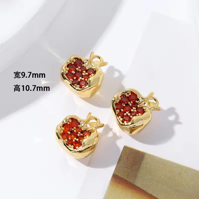 SS 1688 Pomegranate zircon 14k gold plated charm ( 1 pc ) - anti tarnish