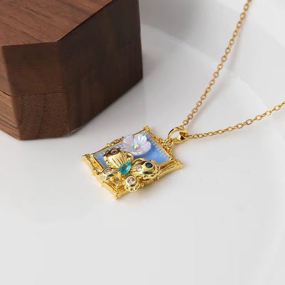 SJ 850 Vintage Floral Butterfly Necklace - 18k Gold PVD plated stainless steel - Anti tarnish