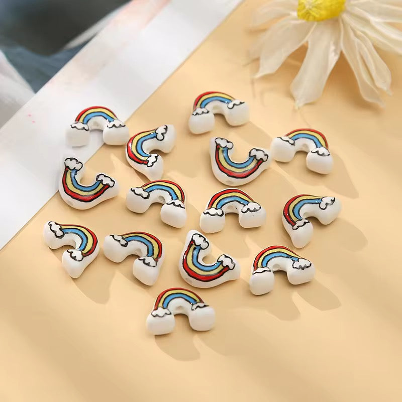 BBB 323 (b) Rainbow Ceramic Bead ( 1 pc ) Porcelian Ceramic ( 17:20 mm )