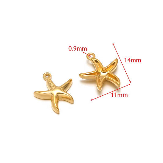 SS 2987 Star fish Charm Tiny Sea Creature 18K Gold PVD plated stainless steel ( 1 piece ) Anti tarnish ( 11:14 mm )