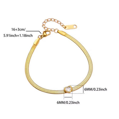 BSJ10B Heart Snake bracelet - 18k Gold PVD plated 316 stainless steel - Anti tarnish