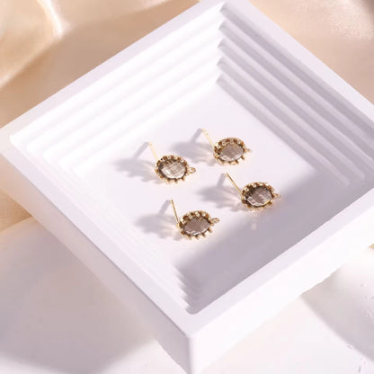 CZ 2574 Transparent Black Faceted Oval Zircon stud 18k gold plated ( 2 pc ) - anti tarnish