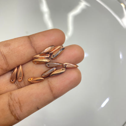 BBB 103 (D)  Czech pressed Glass Dagger Beads Opaque Beige Travertine  (1PC)