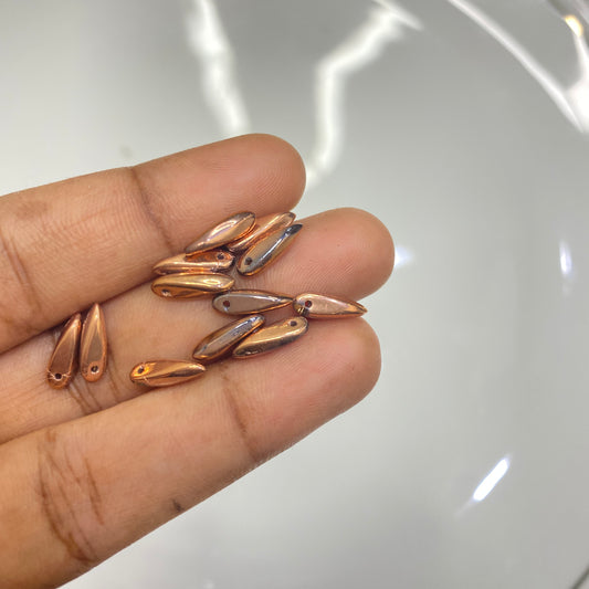 BBB 103 (D)  Czech pressed Glass Dagger Beads Opaque Beige Travertine  (1PC)