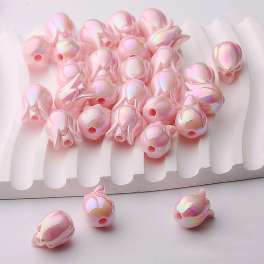 BBB 129 (h) Light Pink Tulip uv plated Acrylic bead ( 1 pc )
