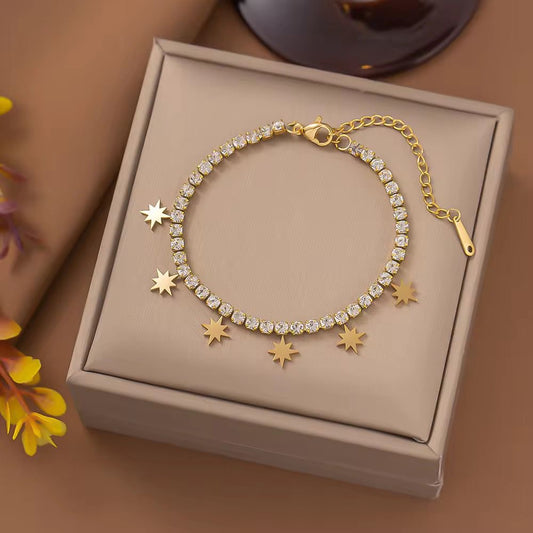 BSJ24D Zircon linked sparkle Bracelet - 18k gold PVD plated