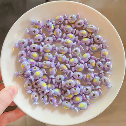 BBB 249 (e) Purple Candy Double colour Luminous Shiny Bead ( 1 pc ) UV Plated Acrylic ( 20 mm )