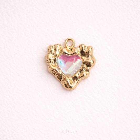 SS 3145 Heart charm 14k gold plated ( 1 pc ) Anti tarnish ( 18:20 mm )