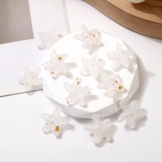 BBB 330 (b) White Star Fish Shiny Bead ( 1 pc ) UV Plated Acrylic ( 15 mm )