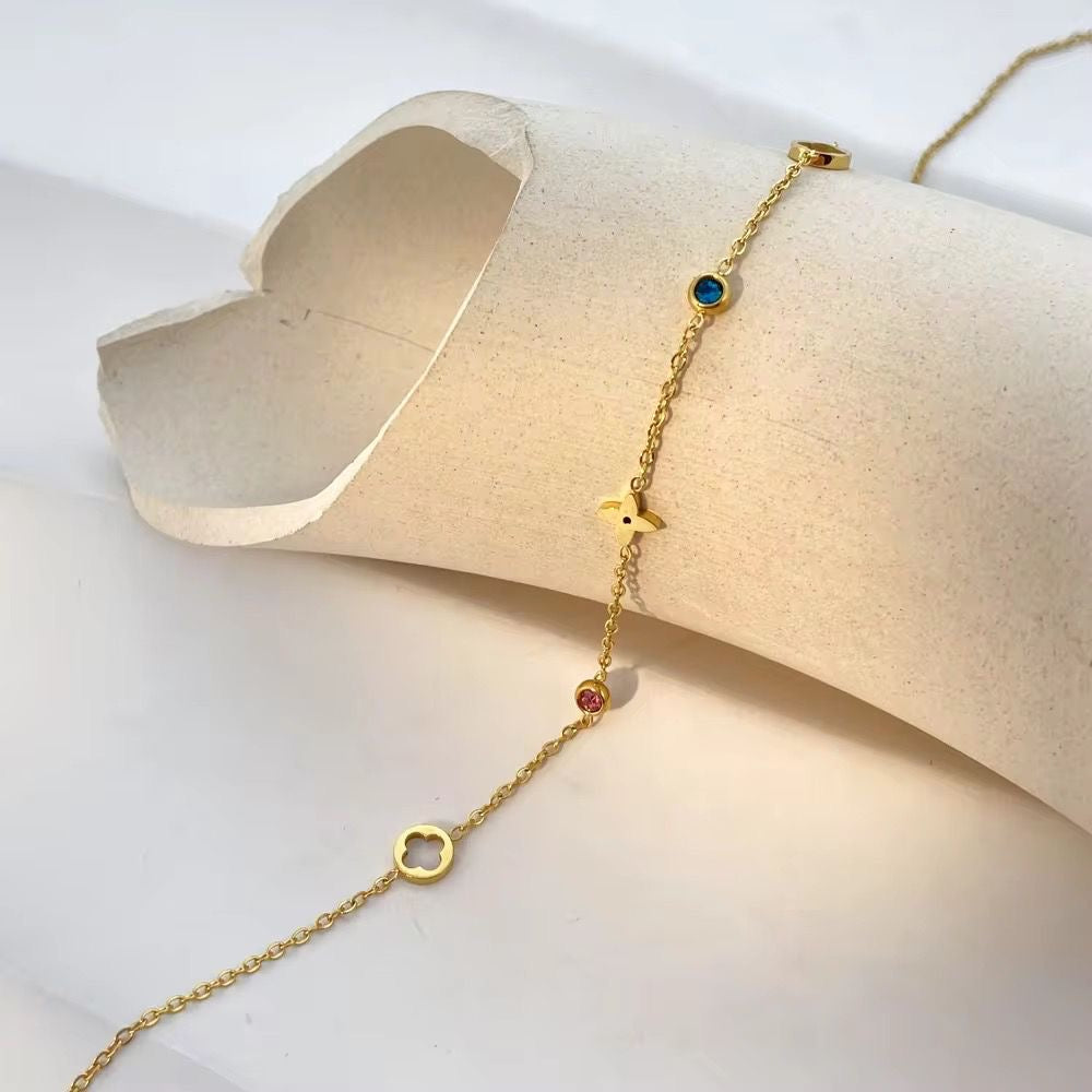 SJ 1032 Zircon dainty twinkle Necklace   - 18k Gold PVD plated stainless steel - Anti tarnish