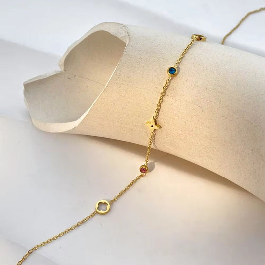 SJ 1032 Zircon dainty twinkle Necklace   - 18k Gold PVD plated stainless steel - Anti tarnish