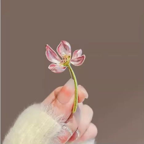 BR 56 Elegant Lotus Zircon Brooch ( 1 PC ) Anti Resistant