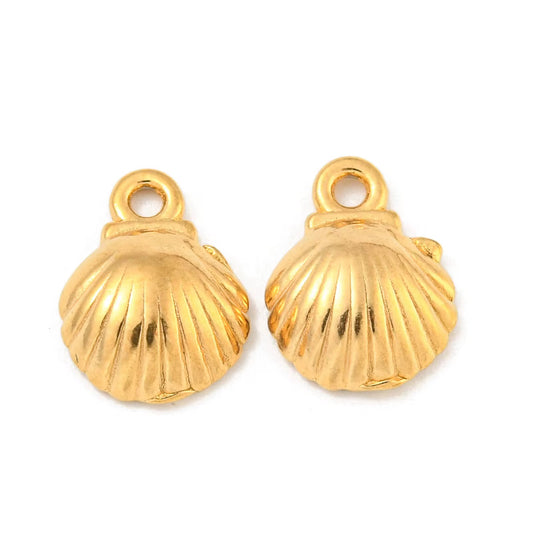 SS 3027 Shell Charm 18k Gold PVD plated stainless steel ( 1 piece ) Anti tarnish ( 8:5 mm )