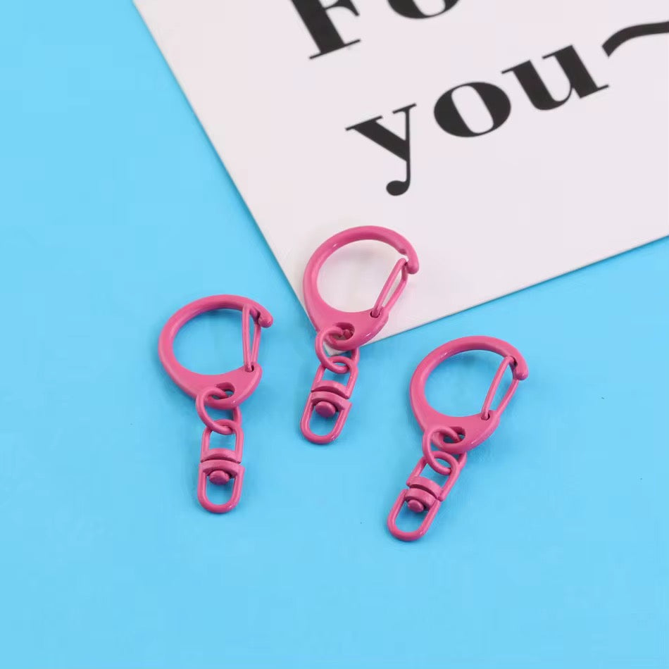 BBB 269 (g) Bright Pink Candy baked paint D Shape Buckle Ring Keychain Clasp ( 1 pc ) Spring Clasp Key Ring ( 38 mm ) High Quality Alloy