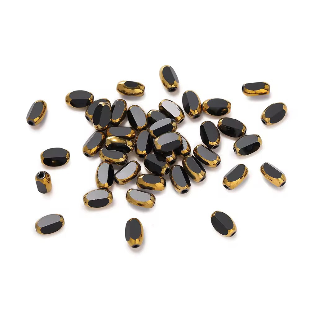 GB01A Gold Edge Faceted Crystal glass bead ( 1 pc ) Lampwork Bead