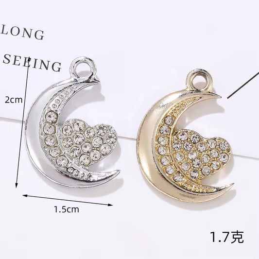 SS 2958 Moon Heart Alloy Premium charm ( 1 pc ) Tarnish Resistant