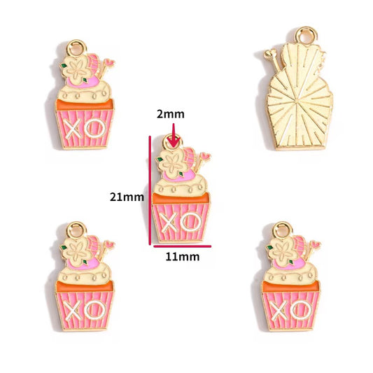 BBB 394 (d) Cup Cake Pink Enamel Charm ( 1 pc ) High Quality Shine