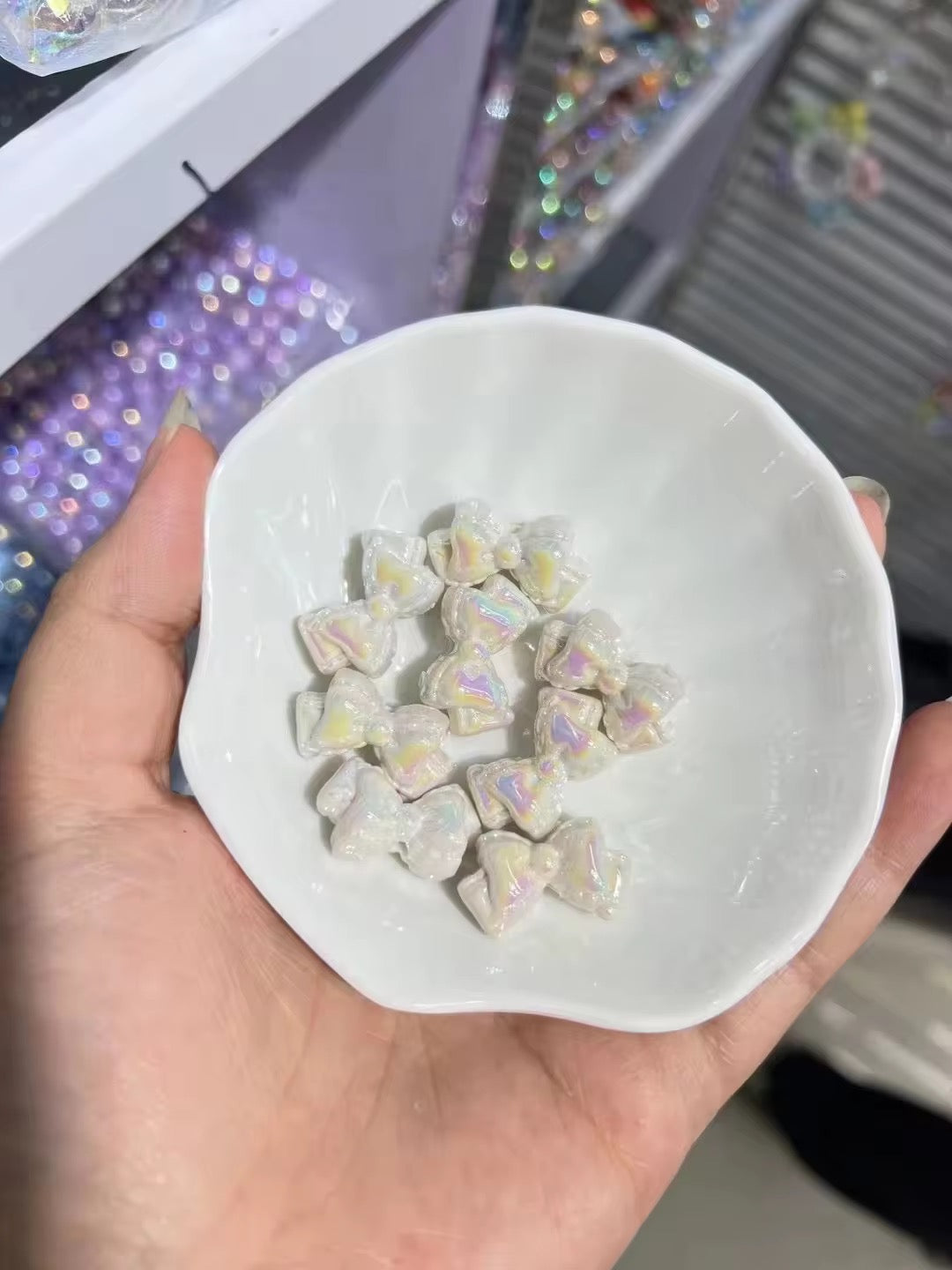 BBB 397 Bow Luminous Bead ( 1 pc ) UV Plated Acrylic ( 25*15mm )